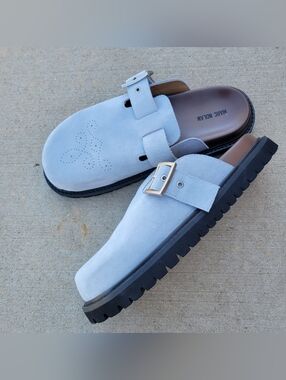 Marc Nolan Men's Shiloh Dusty Blue Suede Clogs 11